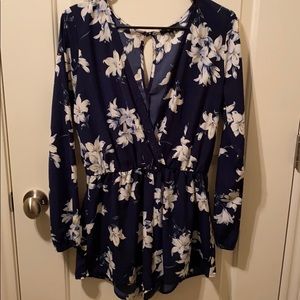 Blue floral romper size medium